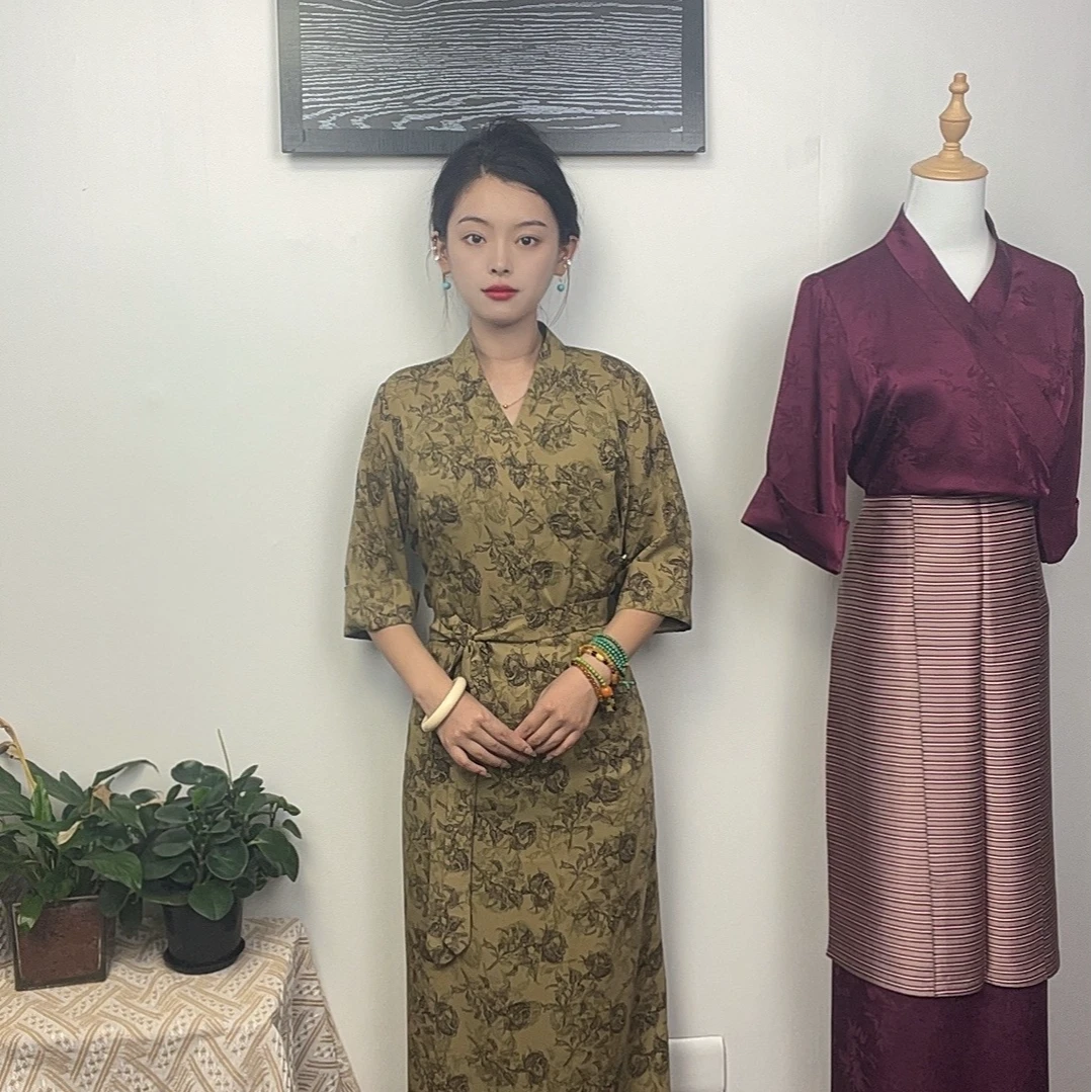 2024夏季女装藏式藏装碎花博拉裙连衣裙高级感民族服装新款藏装