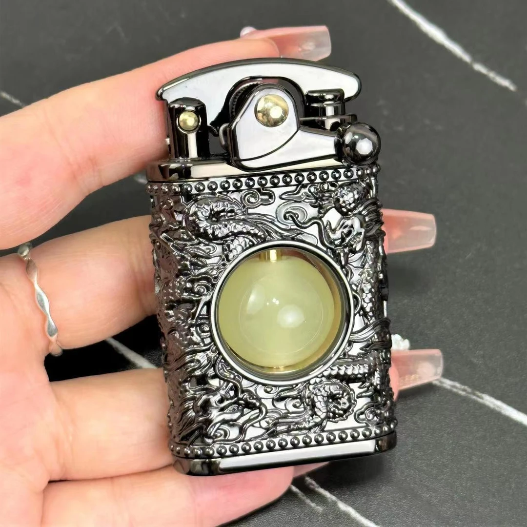 ZORRO佐罗夜明珠煤油防风打火机浮雕神龙盔甲摇臂点火机械送礼帅