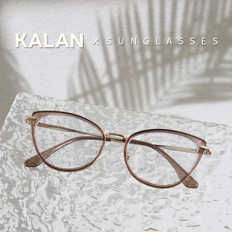 KALAN/卡岚时尚猫眼眼镜近视潮流近视防蓝光女显白变色眼镜超轻