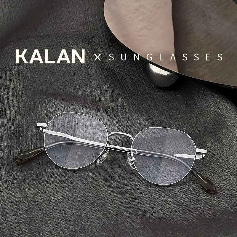 KALAN/卡岚超轻钛镜近视眼镜百搭圆框平光潮流防蓝光框镜近视镜