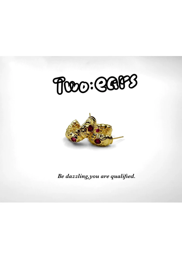 铜合金耳饰  ★Two Ears★ 重度中古爱好者 鎏光金焰轻奢巴洛克耳钉