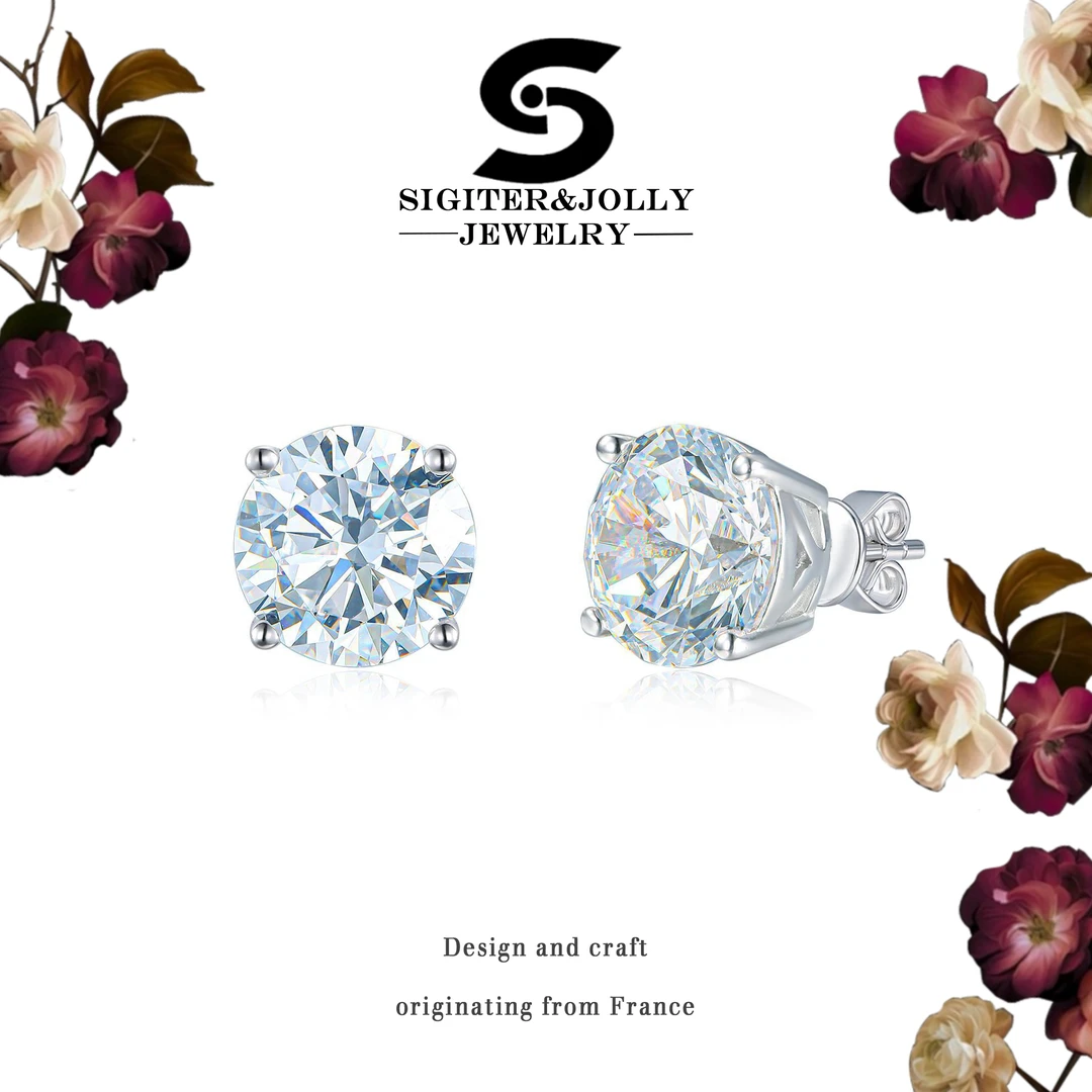 925银耳饰 时尚气质简约四爪镶百搭圆钻耳钉Z-3107