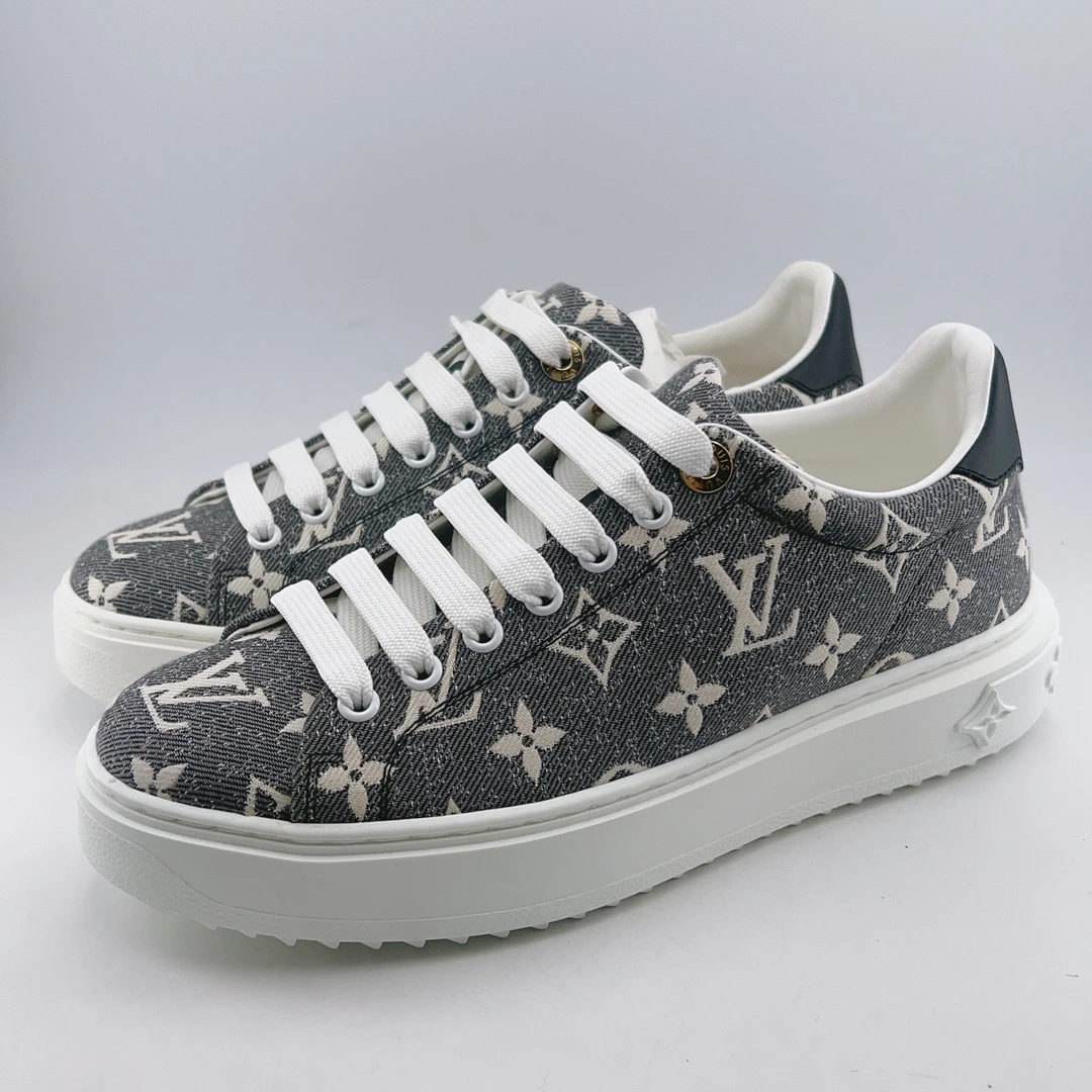 36.5码/未使用/Louis Vuitton/路易威登灰色牛仔满印松糕鞋