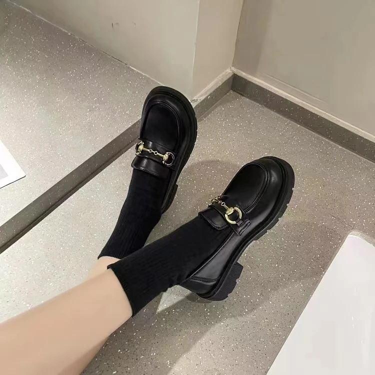 【聂姑娘】厚底乐福鞋秋冬季新款粗跟英伦风小皮鞋复古单鞋