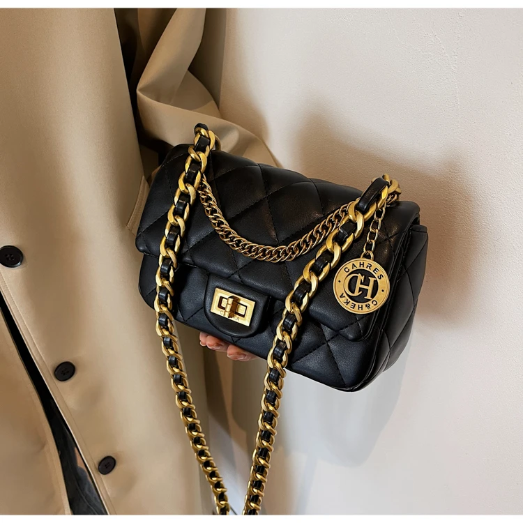 今年流行小香风菱格链条包2024新款网红爆款小方包百搭斜挎包