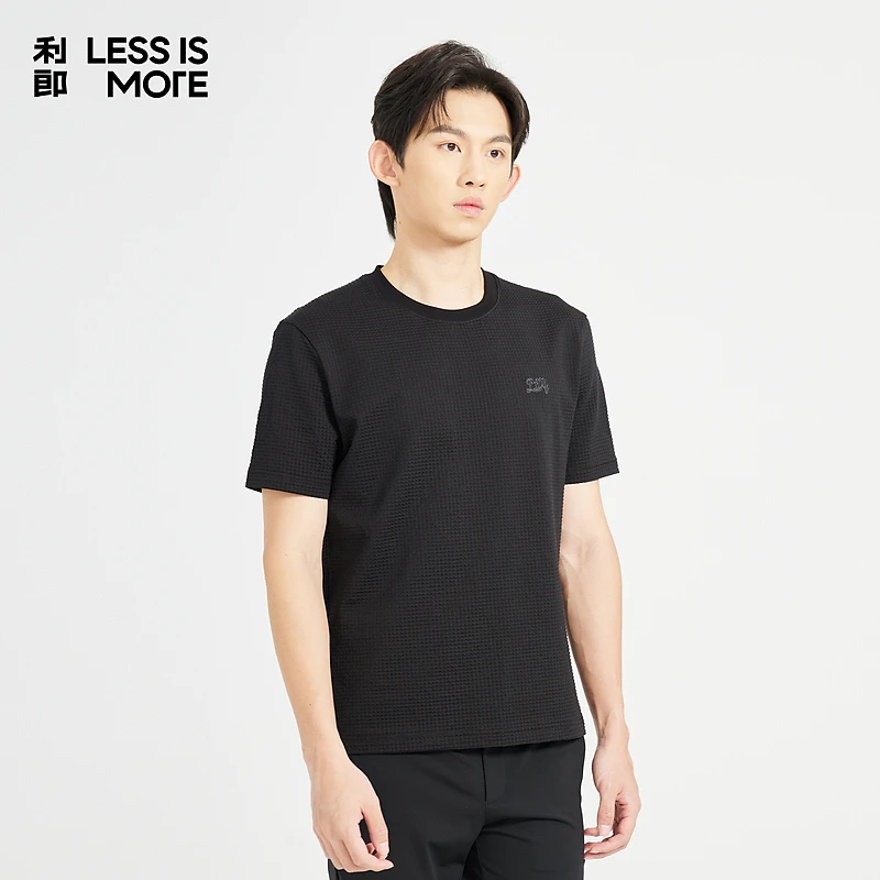 [风格提花]利郎LESSISMORE夏季T恤平绣绣花休闲男士圆领短袖上衣