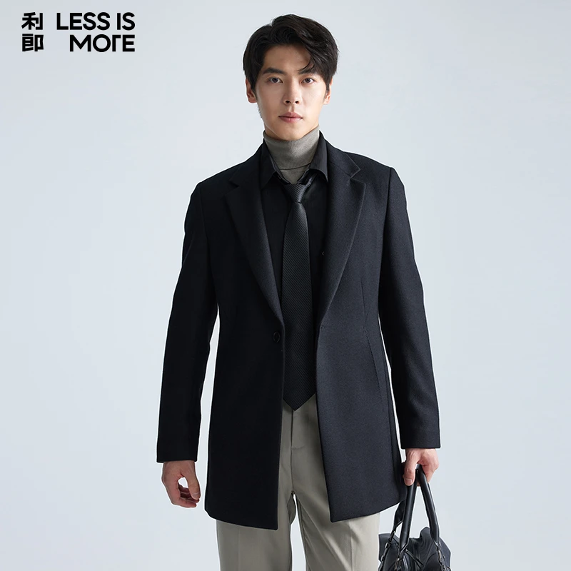 【毛呢中长款风衣】利郎LESSISMORE通勤时尚简约大方男外套男生男士