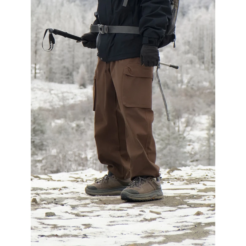 冬季保暖加绒加厚工装裤长裤 多口袋宽松休闲长裤