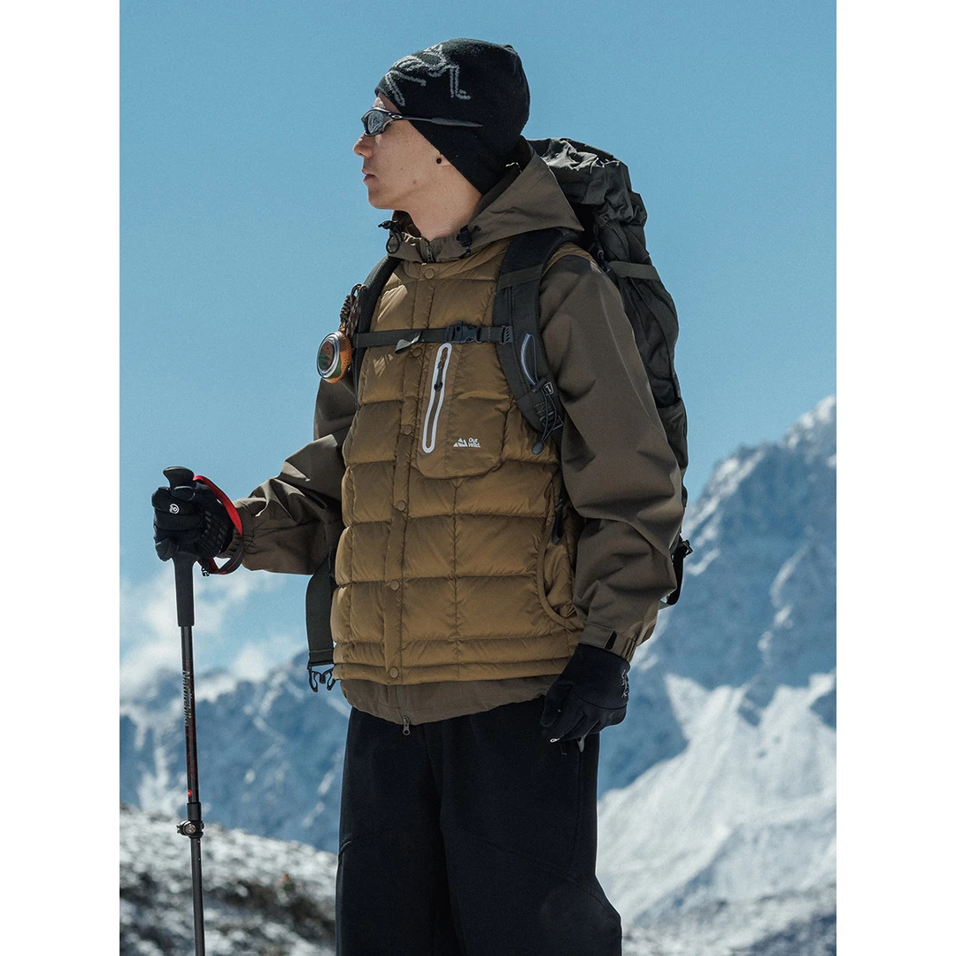 【90白鸭绒/3M反光口袋】山系户外特氟龙三防羽绒马甲外套