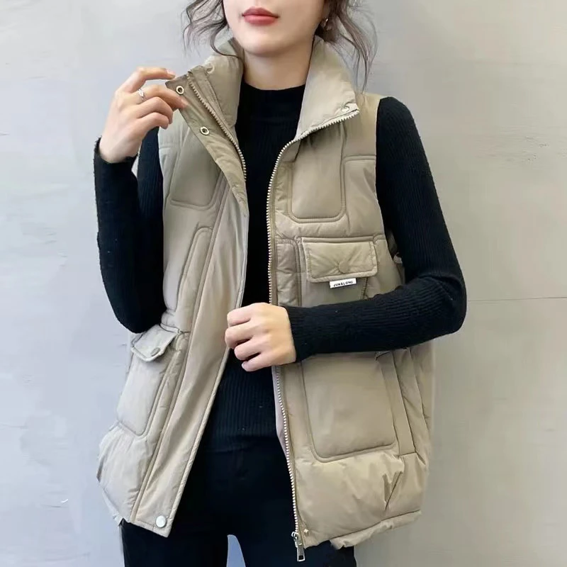 欧货棉马甲女2023秋冬新款韩版宽松显瘦马夹外套女款坎肩背心