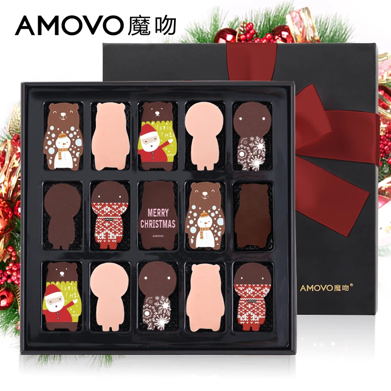 AMOVO/魔吻巧克力礼盒纯可可脂比利时料创意新年礼物送女友儿童