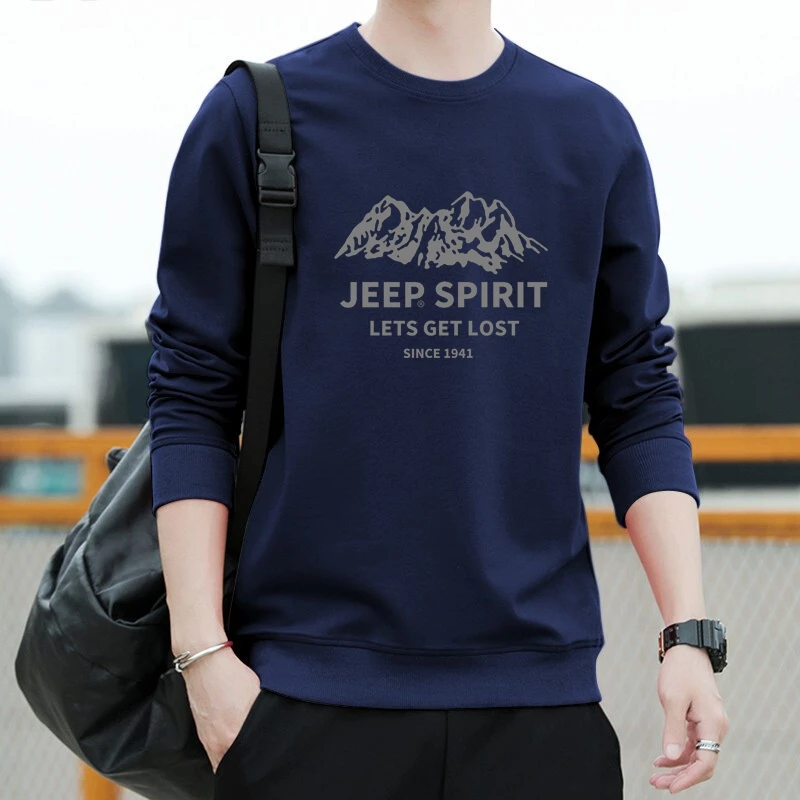 JEEP吉普卫衣男6505秋季新款长袖T恤男士上衣男装衣服加绒可选