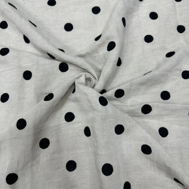 天丝麻绣花布料壹旧服装复古风格连衣裙夏季