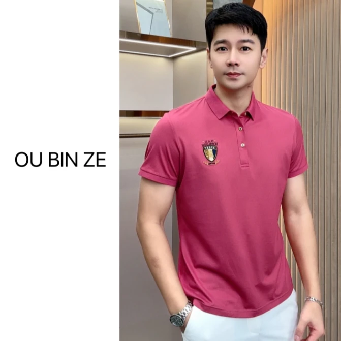 欧彬泽/丝光珠地【802】轻奢Polo衫男士翻领短袖夏季商务休闲2197