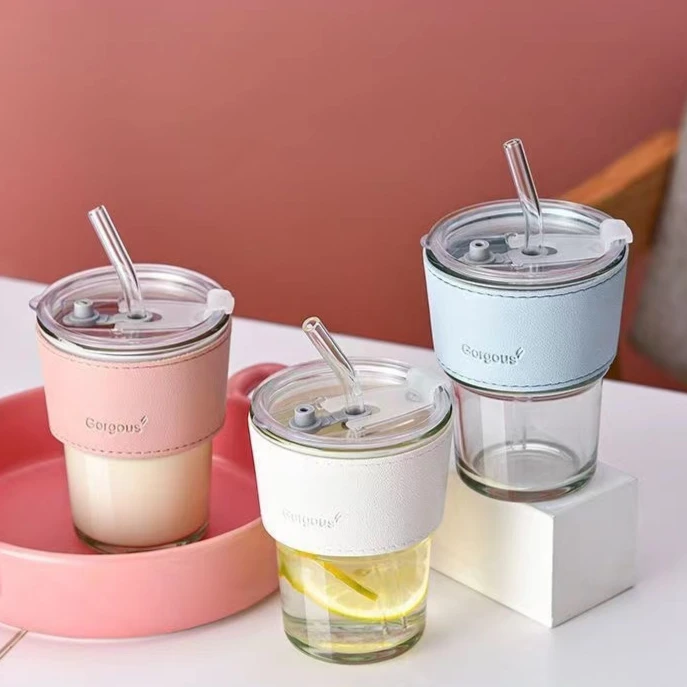 竹节杯子ins带盖便携情侣款极光水杯女生办公室咖啡杯喝水大容量