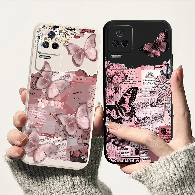 蝴蝶日报红米k50至尊版手机壳k50/k50电竞版/k50pro液态硅胶简约