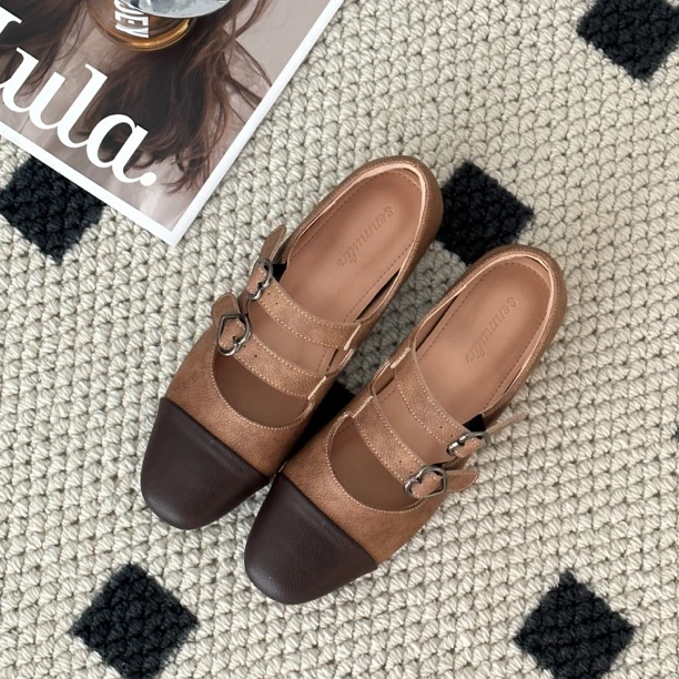 晚晚·5cm内增高复古英伦风双拼圆头软底通勤玛丽珍软底秋单鞋百搭