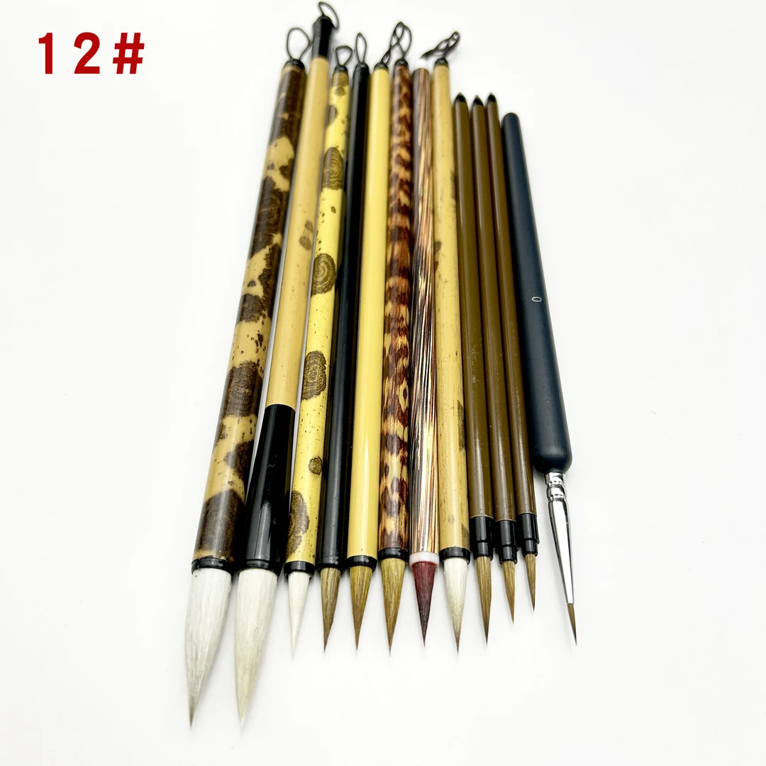 HELING/鹤凌12#中小楷勾线毛笔12支 画工笔画小写意水彩画