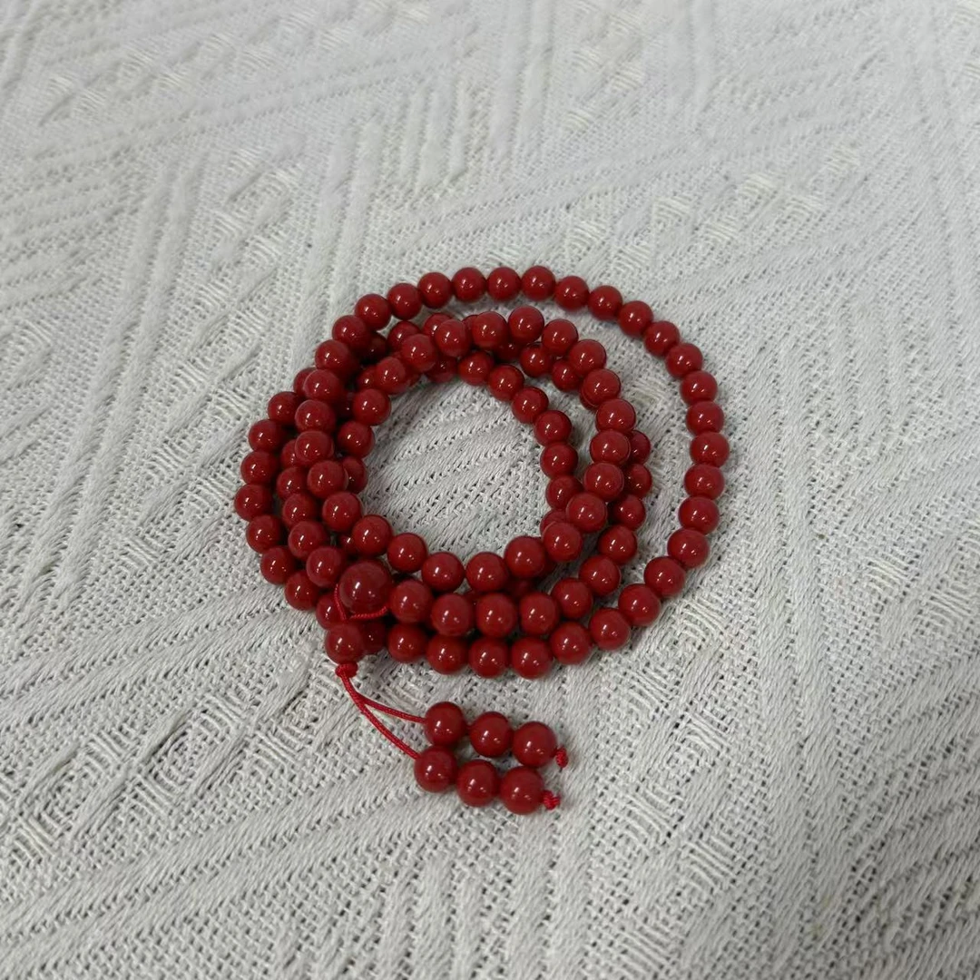 含辰砂工艺品朱砂 红砂 108颗手串