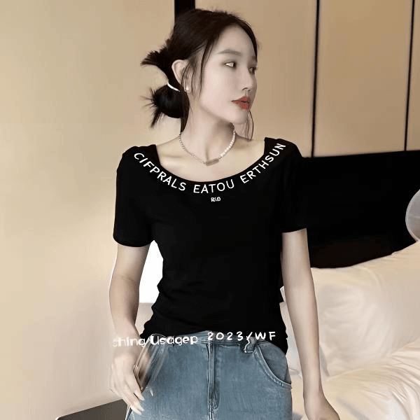 【大燕子宠粉】B418#时尚休闲一字领短袖T恤（L~4XL，90~150斤）