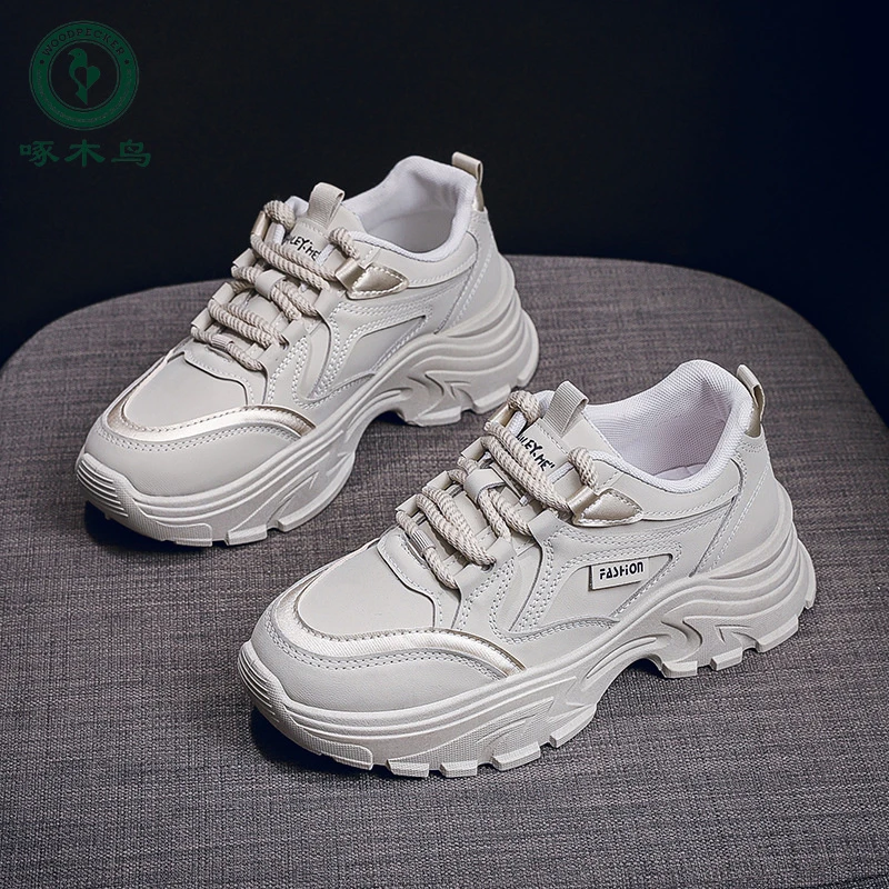 【啄木鸟】老爹鞋女2025春秋新款学生韩版潮百搭厚底单鞋运动休闲鞋