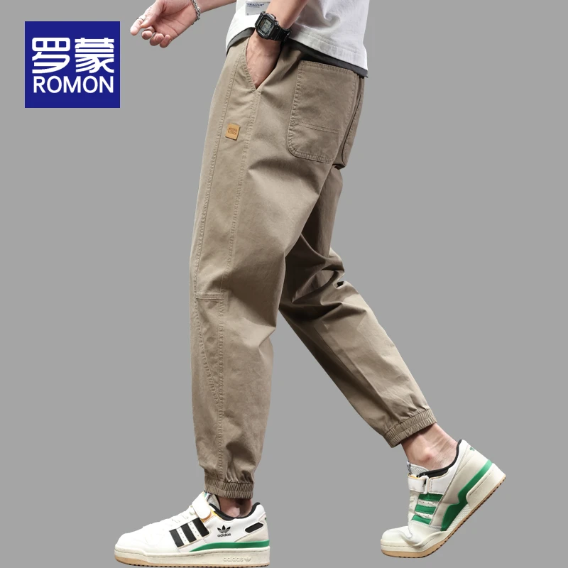 罗蒙男士秋季束脚裤男款爆款2025新款秋冬潮牌直筒工装休闲裤子男