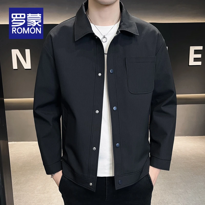 罗蒙男士工装休闲夹克男款2025新款潮流春秋款韩版百搭翻领外套男