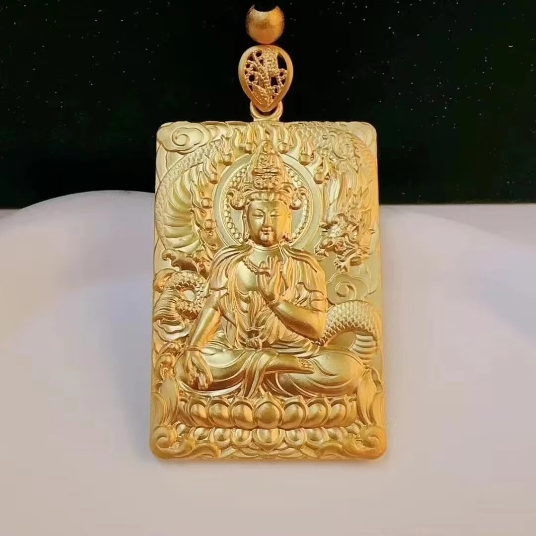 合金吊坠 男士观音佛实心吊坠（带精编绳）