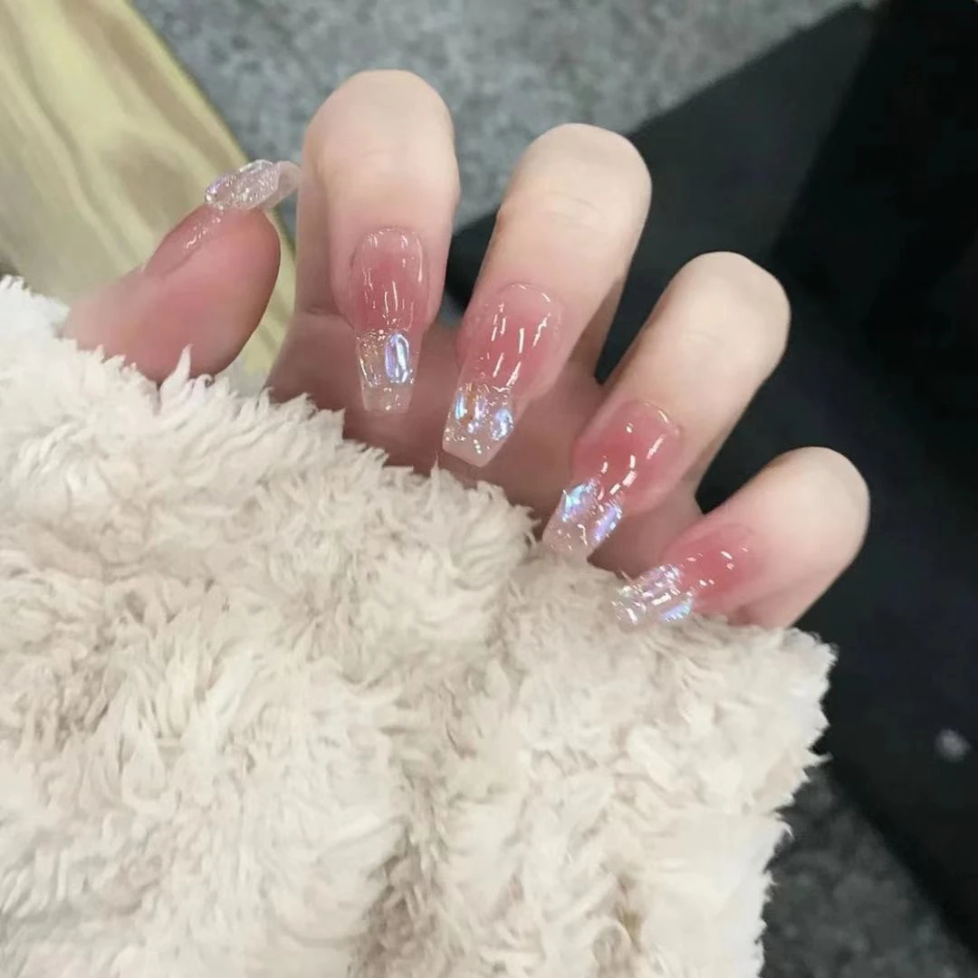 【指尖精灵】纯手工穿戴甲美甲贴穿戴式光疗甲冰透渐变流行纯欲