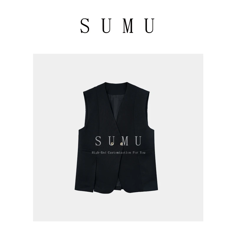 宿慕SUMU 女款马夹 8-5 秋季新款时尚百搭休闲上衣8586
