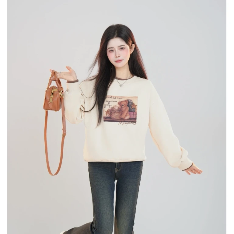 宿慕SUMU 女款加绒卫衣11-22冬季新款时尚百搭休闲卫衣B19049