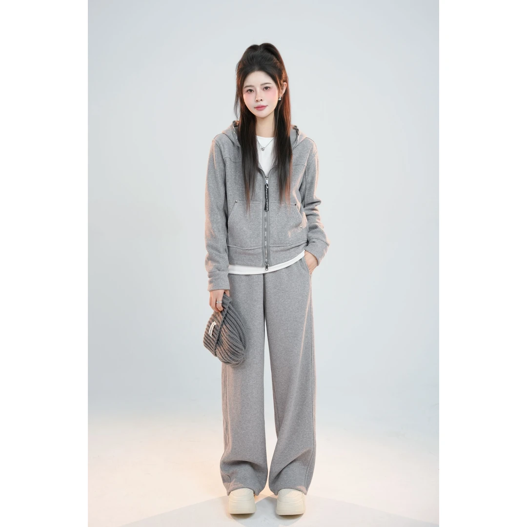 宿慕 SUMU女款外套+阔腿裤加绒两件套11-2冬季新款套装B1902T