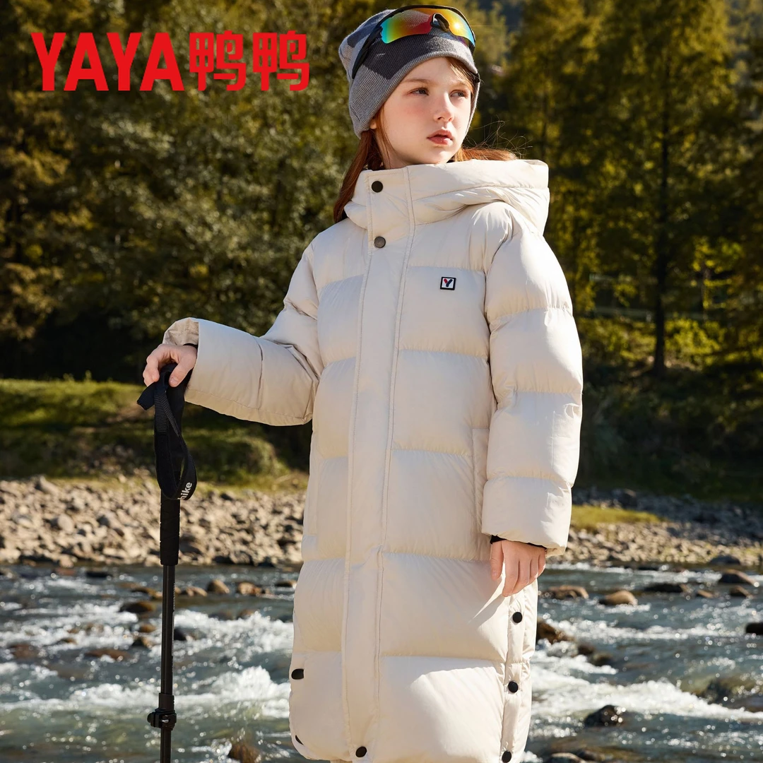 YAYA/鸭鸭【云朵泡芙】儿童羽绒服中长款秋冬季加厚连帽YE4B81891A3