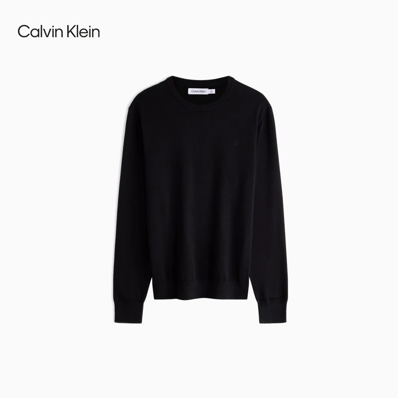 CK Jeans23早秋新款男士简约刺绣镶边圆领舒适打底针织衫40QC300