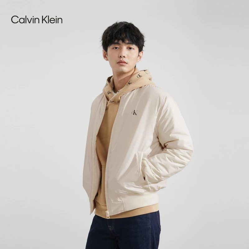 CK Jeans23秋冬新款情侣简约棒球领棉服外套J324337