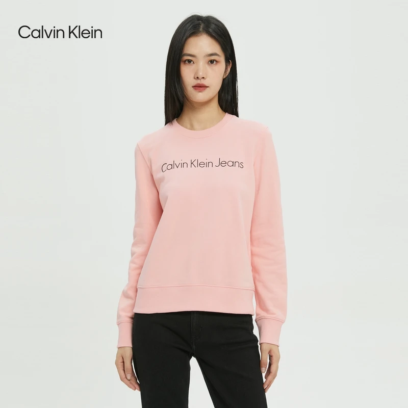 CK Jeans早春女士休闲圆领字母印花舒适纯棉透气套头卫衣ZW01868