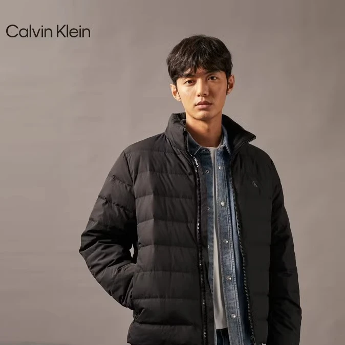 【防水】CK Jeans秋冬男士休闲鸭绒绗缝立领羽绒服外套