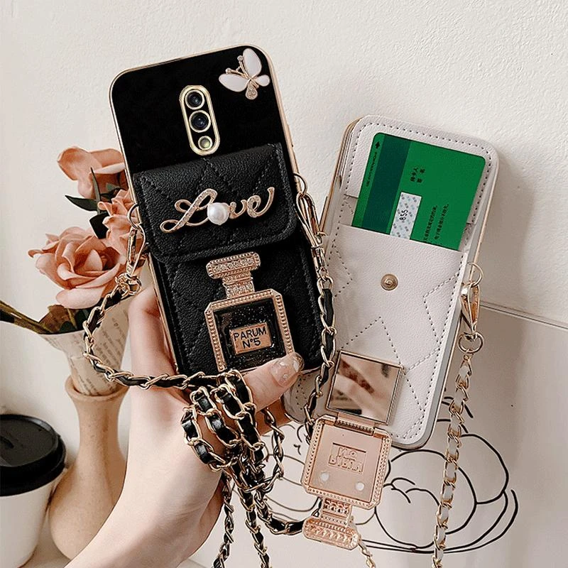 oppoK3卡包手机壳支架镜面斜挎链绳可背带防摔软硅胶套高级