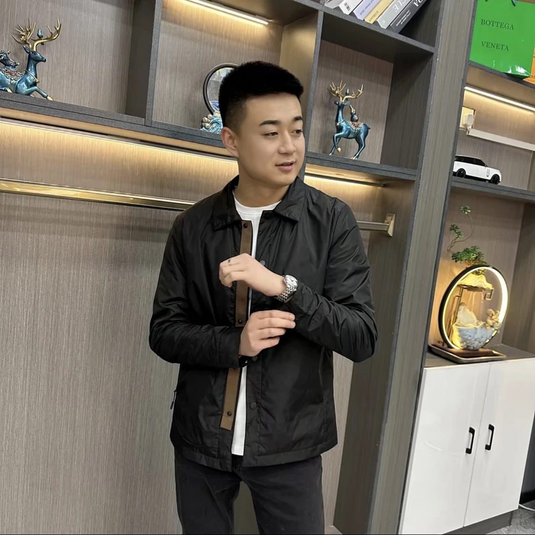2024秋冬新款修身百搭夹克男士外套品质高端翻领时尚帅气商务潮流