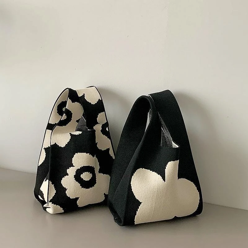 手提袋子针织手拎包时尚便携手挽手腕包溜娃手提袋外出上班小拎包