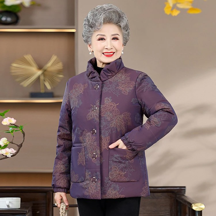 俞兆林奶奶冬装棉衣加绒加厚外套中老年人女立领洋气大码妈妈老太