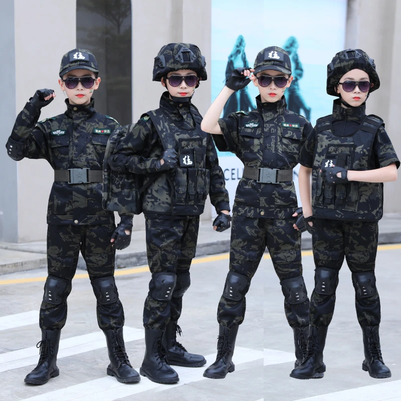 儿童迷彩服套装男孩2024年新款男女童春秋季夏令营户外特种兵套装