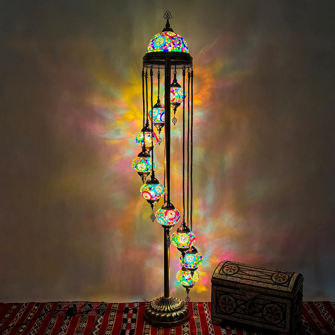 1.9米9+1头波西米亚风格客厅餐厅酒店客房咖啡厅卧室琉璃落地灯