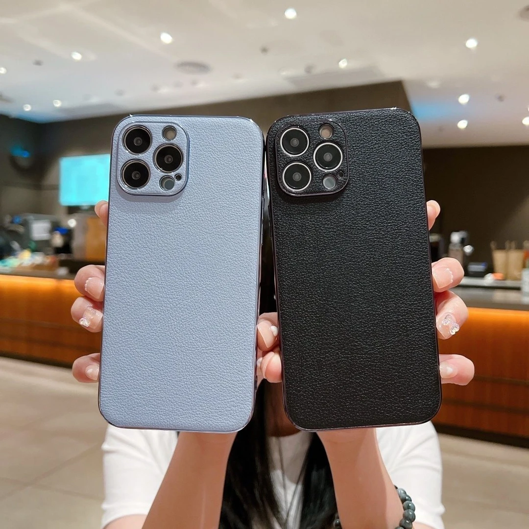真皮高颜值苹果14promax手机壳iPhone12全包防摔保护套pro高级感