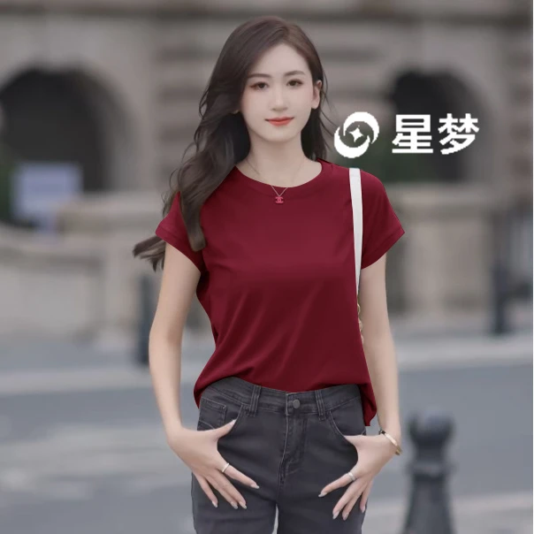 大码设计感正肩小飞袖纯色短袖t恤女夏季微胖mm宽松显瘦休闲上衣