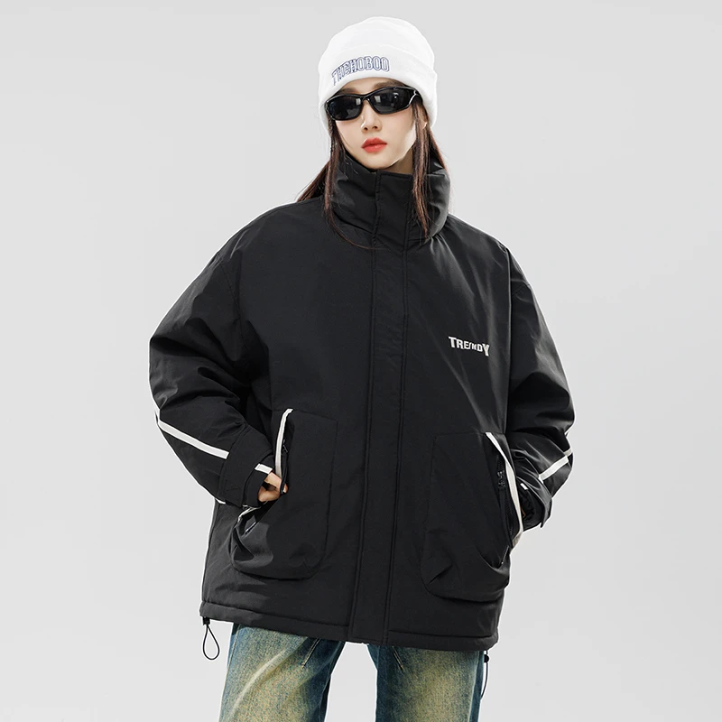 2023秋冬潮牌工装大口袋简约刺绣棉服