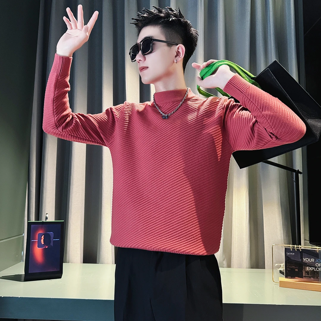 痞帅重磅毛衣男秋冬季纯色内搭线衣打底衫2024新款潮流百搭针织衫