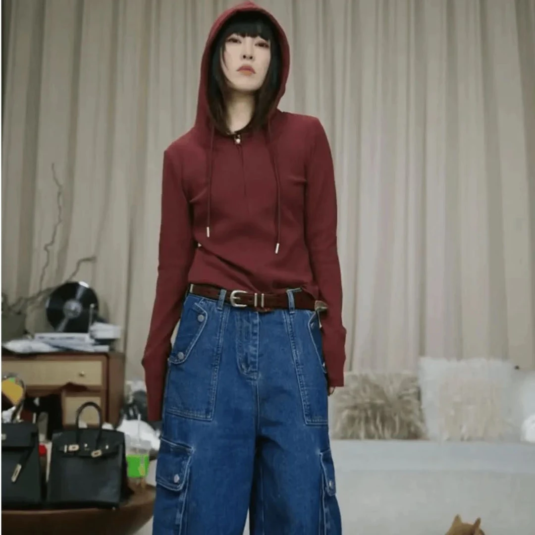 情悠悠2024秋冬新款连帽长袖瘦瘦开衫拉链显瘦打底衫3204-01