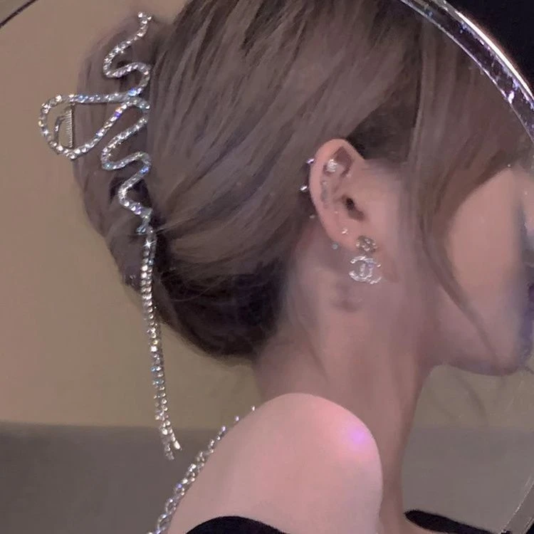 新款气质链条流苏发夹金属风大号夹子高级蛇形鲨鱼头饰冷淡后脑勺