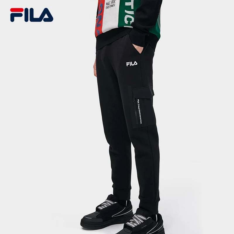 FILA斐乐男装【时尚收口运动裤】2024款针织基础休闲裤F11M319602F